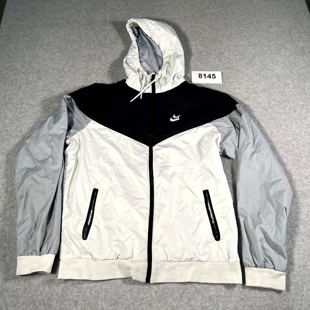Nike Windbreaker Jacket Mens Medium Multicolor Mesh Lined Full‎ Zip Hooded